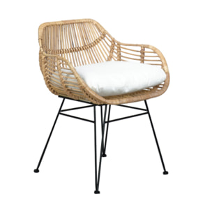 Fauteuil en rotin & pieds métal - RATTAN