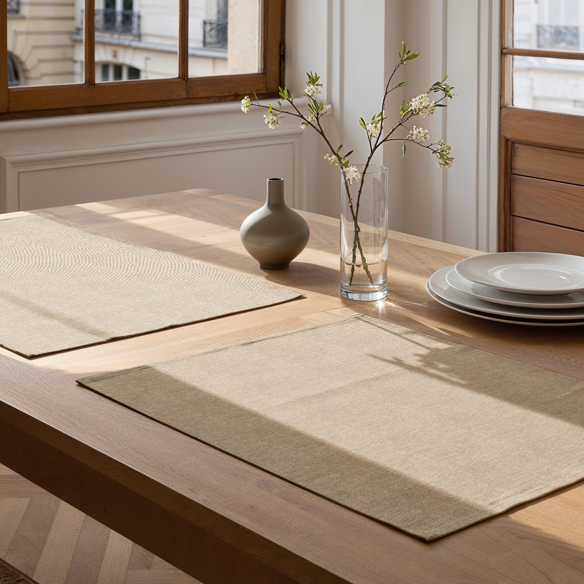 Pack de dos manteles individuales INDRA BEIGE