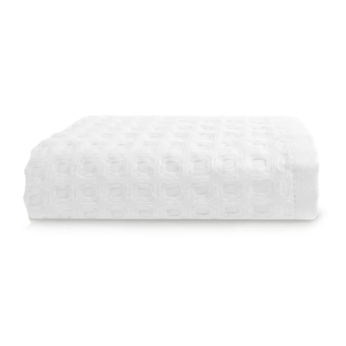 Serviette eponge pur coton 240 g/m² nid d'abeille blanc Detente neige-
