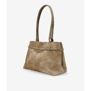 Bolso de hombro visón con cinturón y hebilla