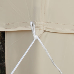 Carpa de Jardín 3x3 m Cenador Desmontable de Exterior Gazebo con 4 Mosquiteras Laterales Techo Doble y Marco Metálico Anti-UV Impermeable Pabellón para Terraza Patio Beige