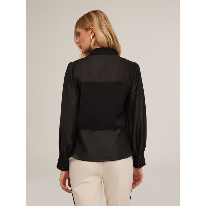 Motivi - Camicia con inserto a corpino - Nero