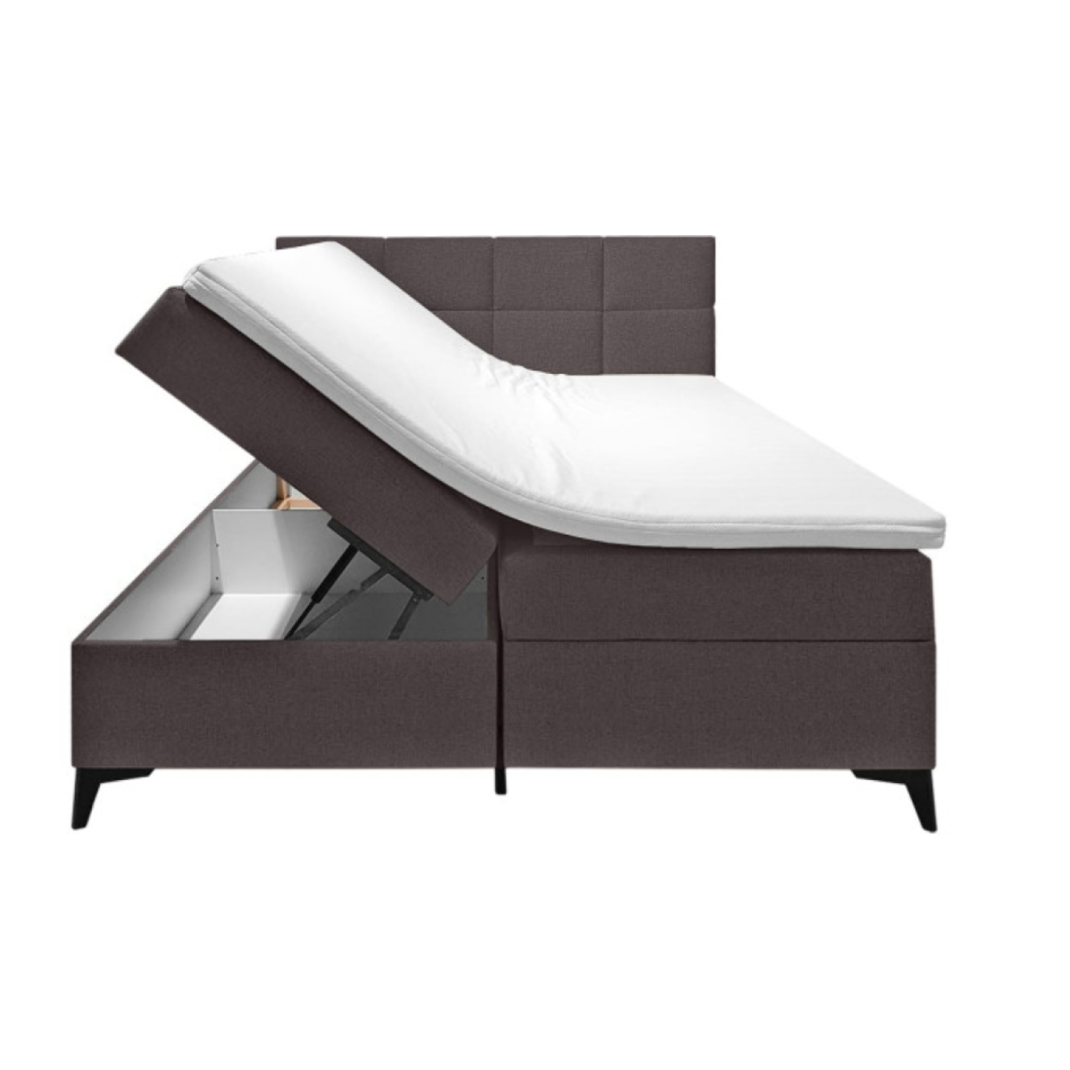 Lit boxspring avec coffre 160x200 gris, beige ou marron - TRESSERVE