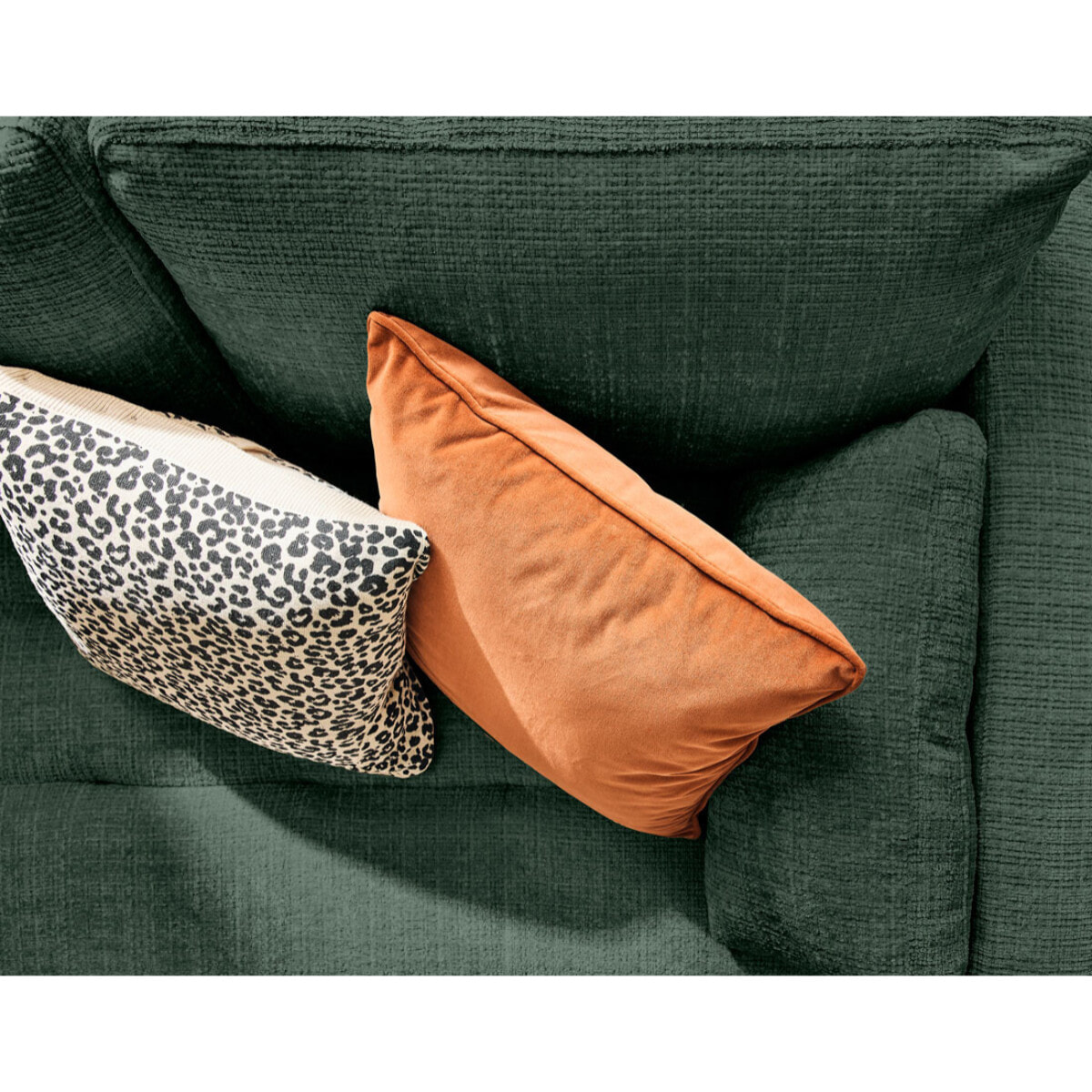 Anna - canapé droit 3 places convertible avec poche en velours texturé - Vert