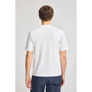 Camiseta blanca de algodón y lino con bordado Rigby Go