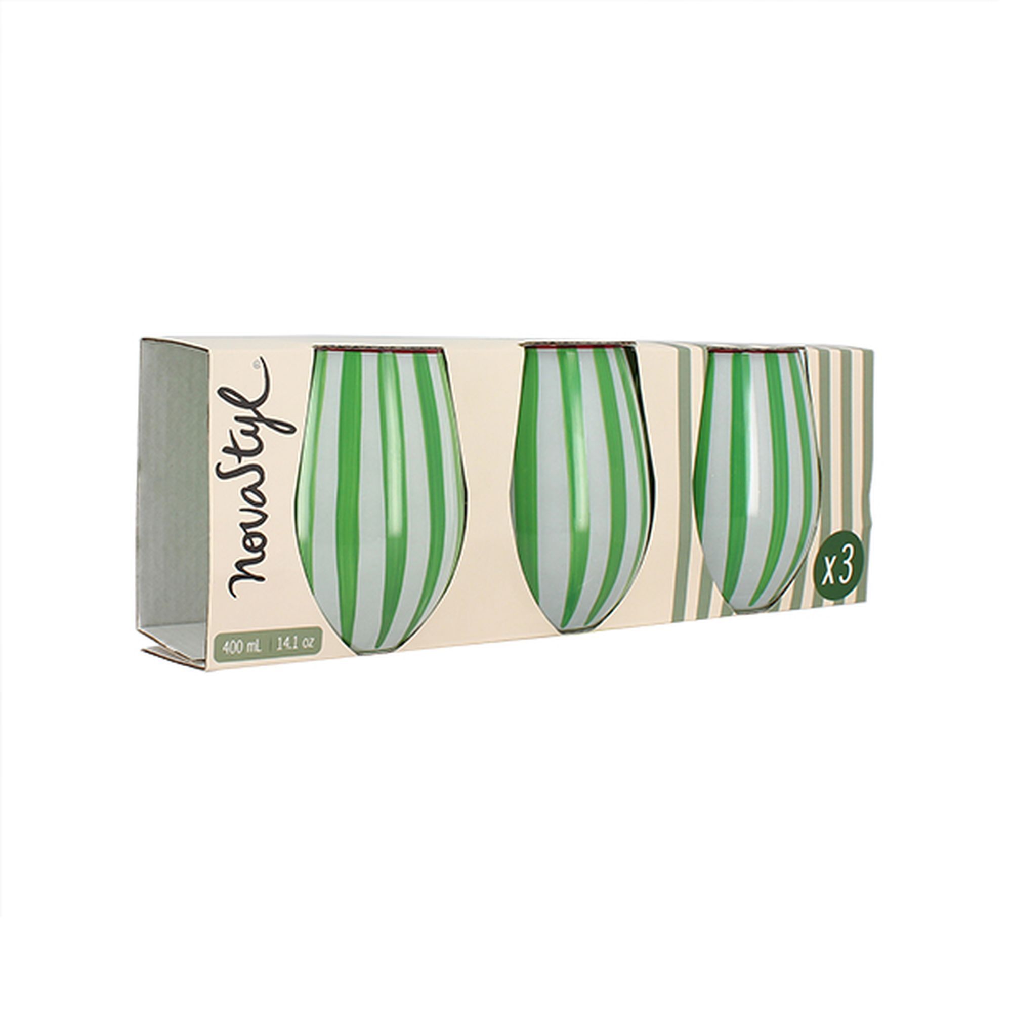 Lot de 3 verres à eau 27cl vert CIRCUS