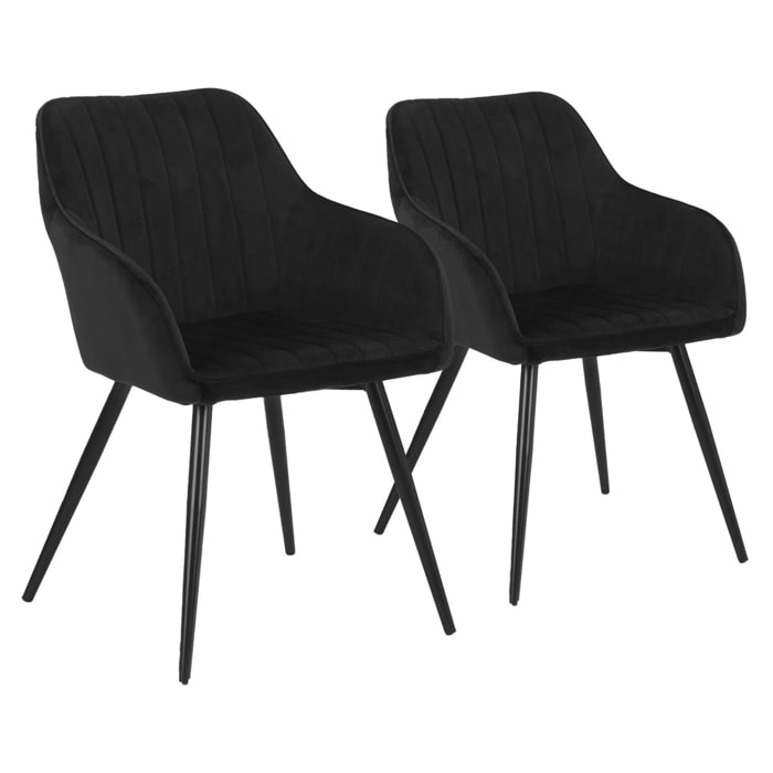 Lot de 2 chaises en velours BERTILLE noires