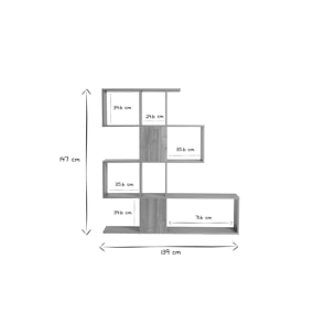 Bibliothèque ouverte séparateur design finition bois clair chêne L139 cm COMO