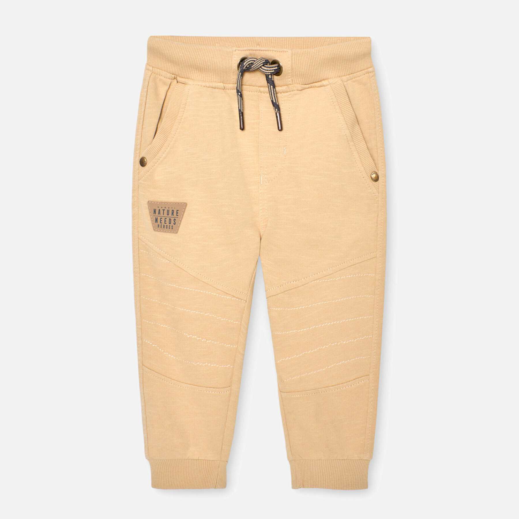 PantalÃ³n liso para niÃ±o en felpa flamÃ© de color beige