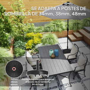 Base para Sombrilla Redonda Soporte para Parasol con Ruedas Pie para Sombrilla con Relleno de Cemento Peso 25 kg para Jardín Terraza Negro
