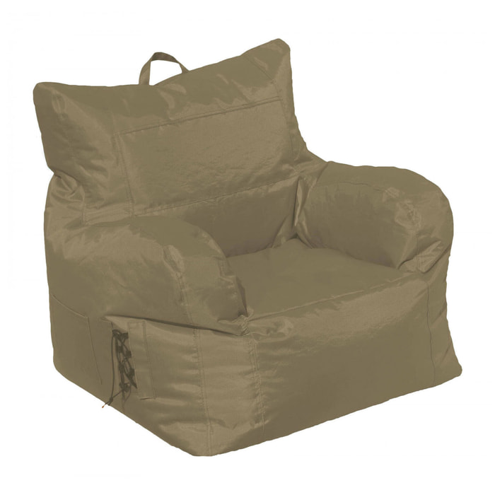Poltrona Ossidiana, Seduta imbottita, Divano singolo da salotto, Sedia con braccioli, Made in Italy, 75x65 h70 cm, Beige