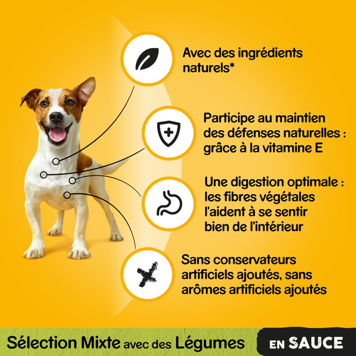 PEDIGREE 48 Sachets fraîcheur en sauce 4 variétés pour chien 100g (2x24)