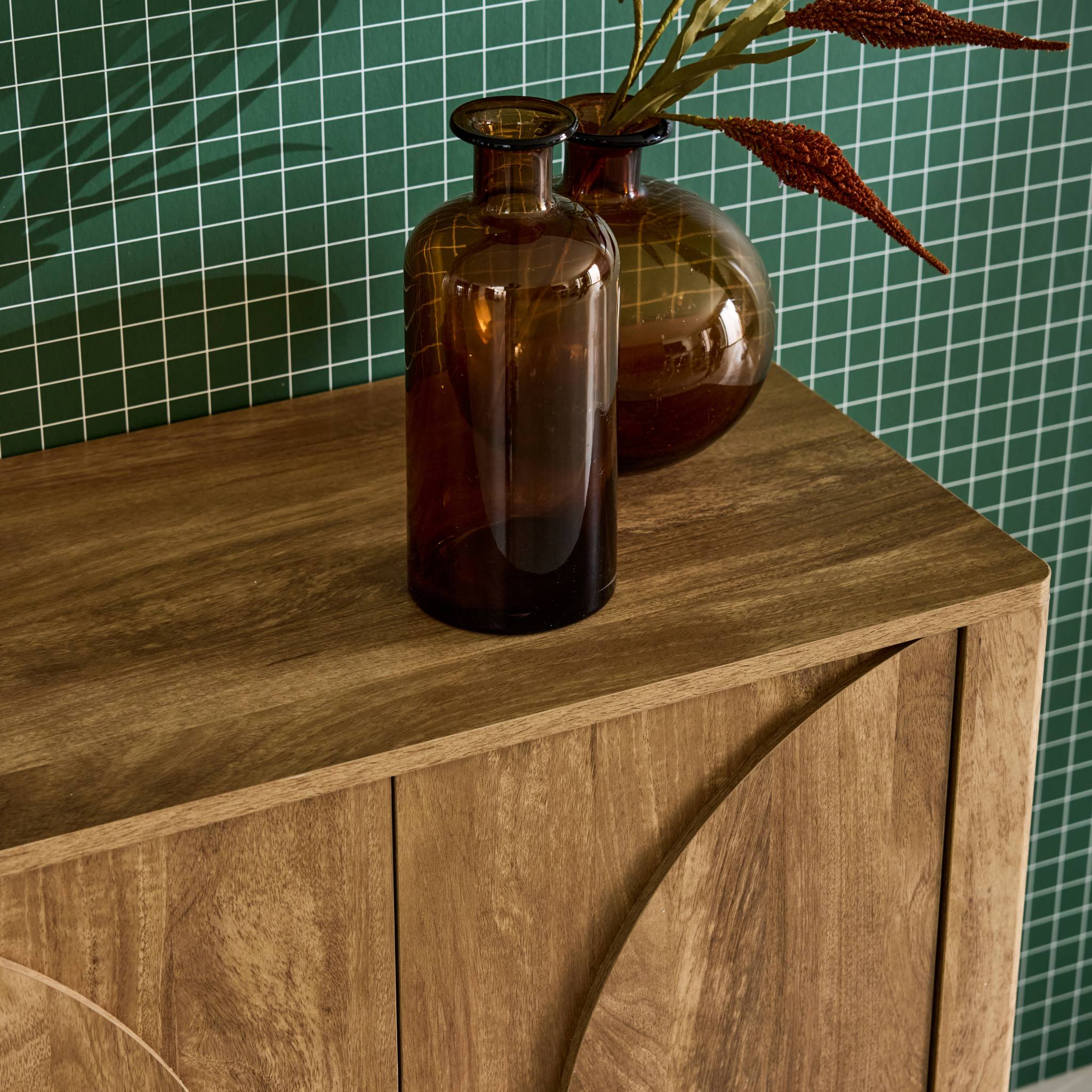 Buffet exotique décor bois de manguier 2 portes 80cm Pondi