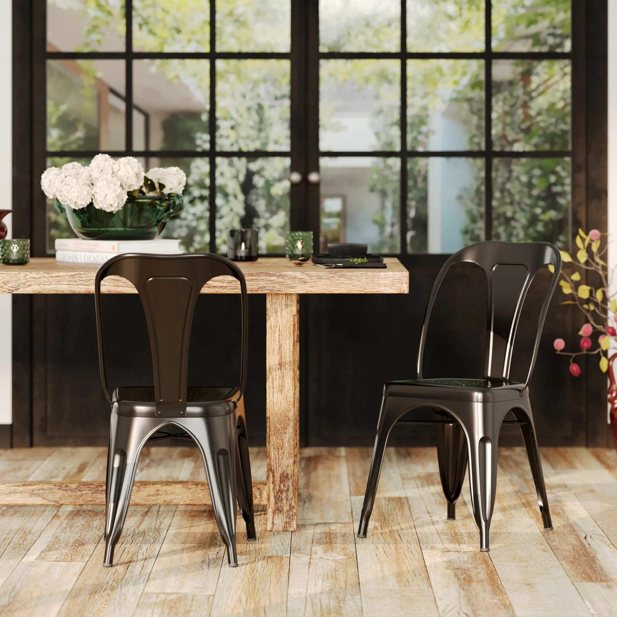 Lot de 2 chaises en métal noir mat - Indus