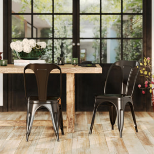 Lot de 2 chaises en métal noir mat - Indus