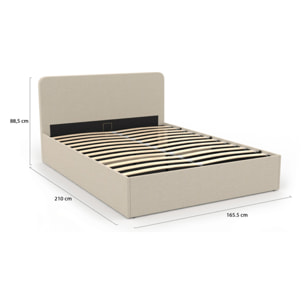Lit coffre Louise 160x200cm tissu beige