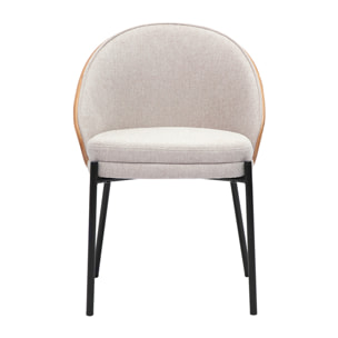 Chaises en tissu effet velours texturé beige, bois clair et métal (lot de 2) TUCSON