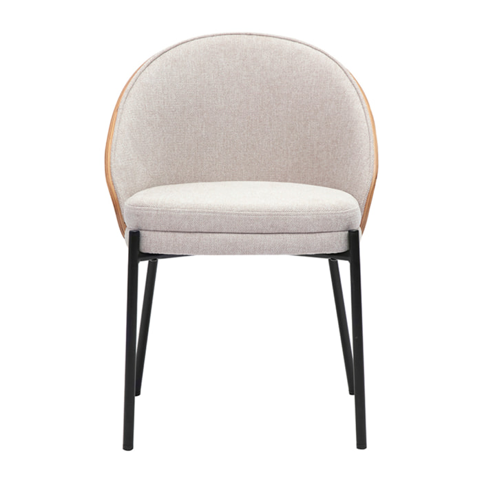 Chaises en tissu effet velours texturé beige, bois clair et métal (lot de 2) TUCSON