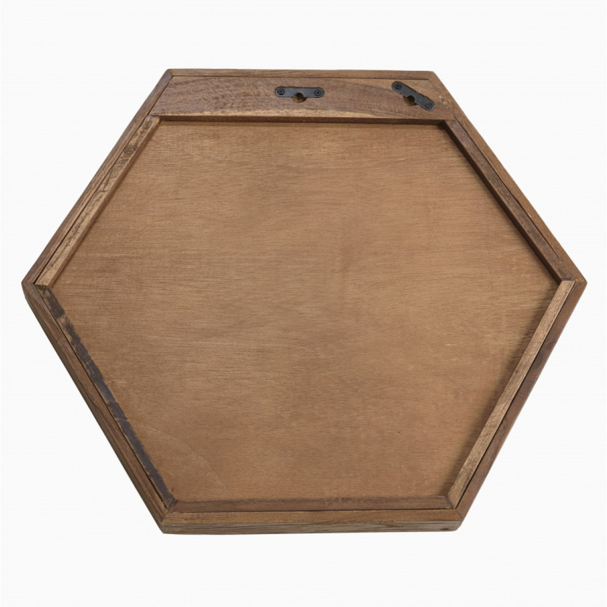 ALIDA - Miroir 'L' marron structure bois teck recyclé forme hexagone