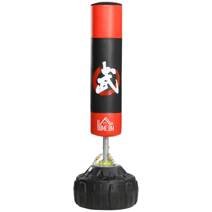 Saco de Boxeo de Pie PU EPE HDPE 60x180 cm Negro y Rojo