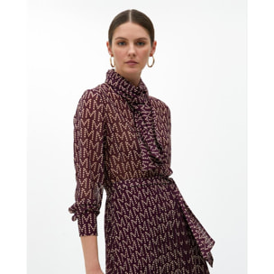 Abito Lungo Plissettato con Logo