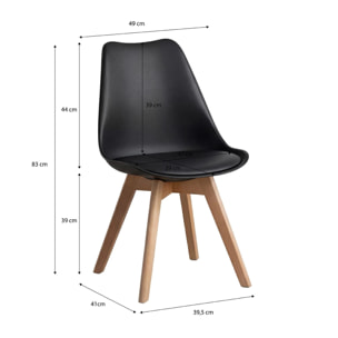 Pack 4 sillas de comedor en negro 83x39,5 cm Beench Negro