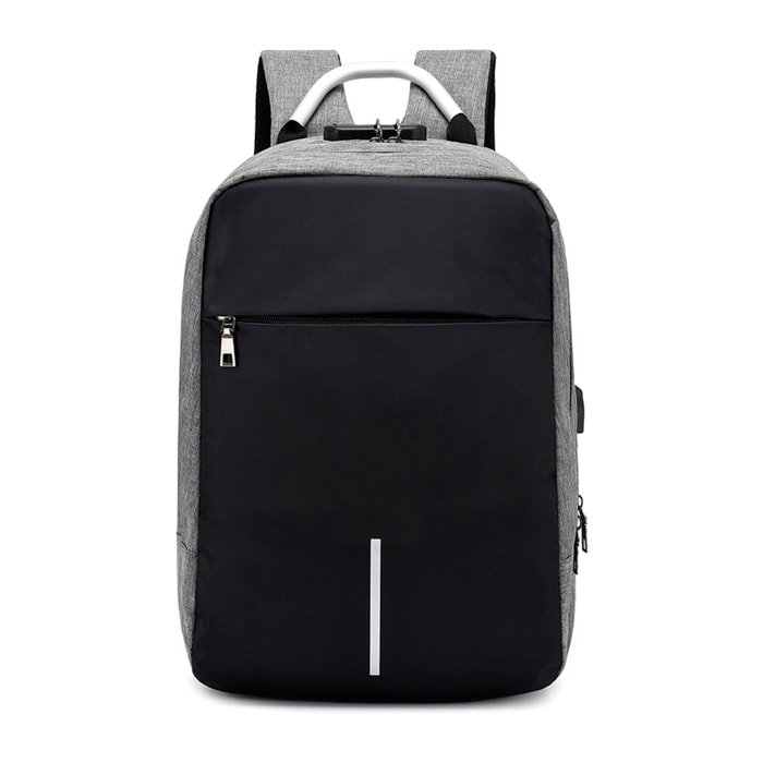 Zaino multiscomparto, porta laptop 13,3". Strato impermeabile. Chiusura con cerniera. Presa USB esterna.