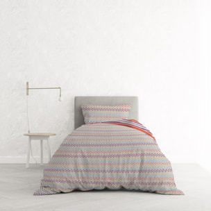 PARURE COPRIPIUMINO ATHENA, 100% Cotone, Made in Italy - MALINDI ROSSO