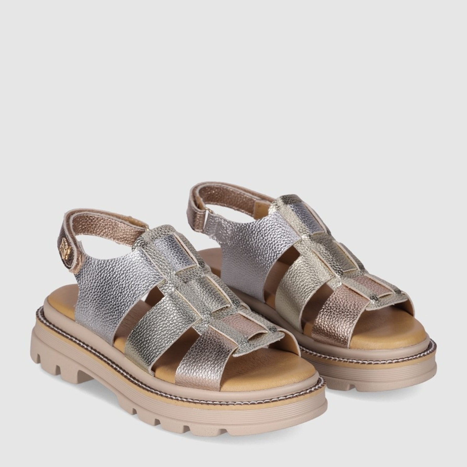 Sandalias de Piel - Multicolor - Tacón: Bajo