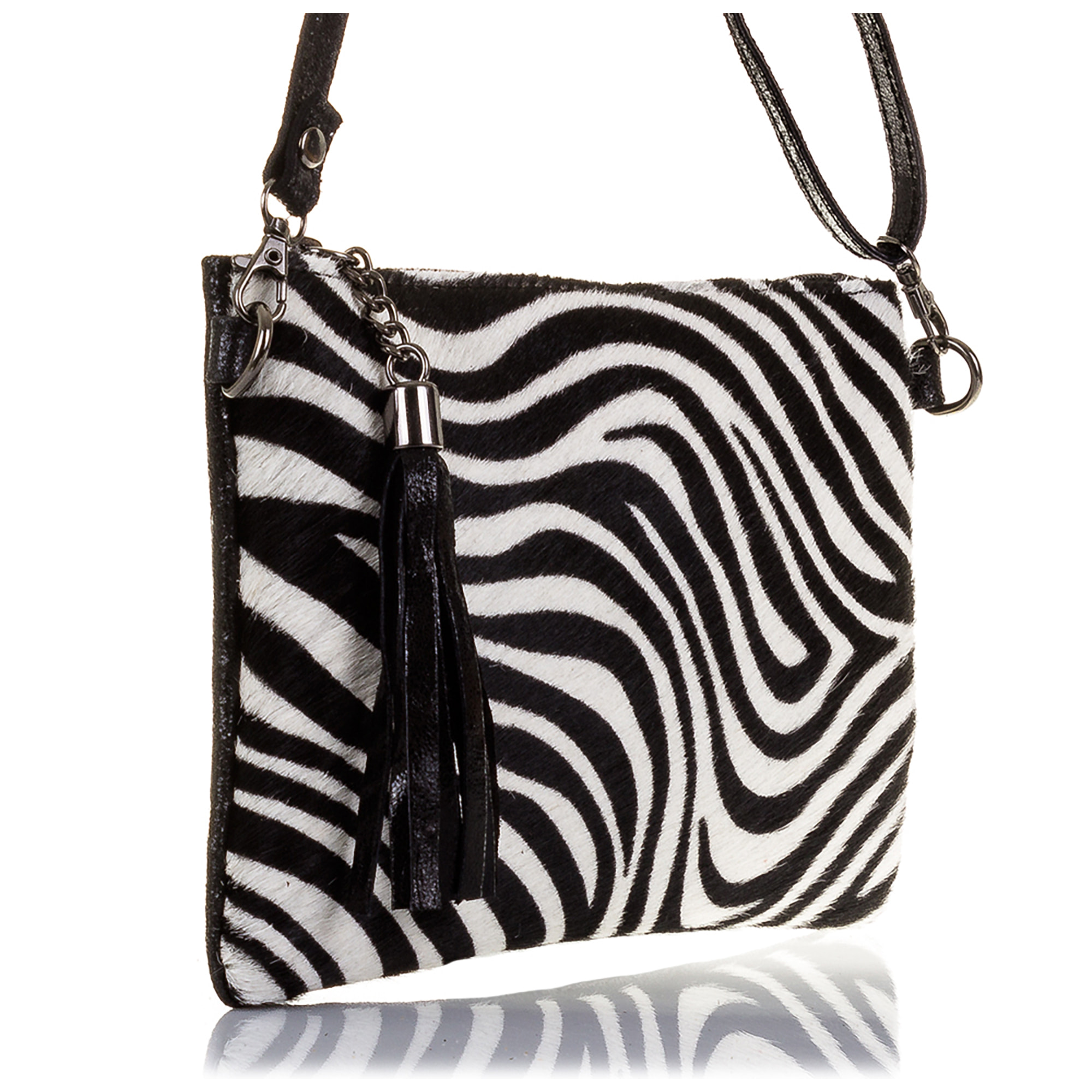 Marcon Borsa a mano Donna.Pelle autentica Cavallino Zebra Camoscio Lavato a Pietra
