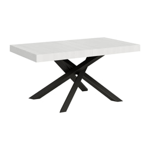 Table extensible 90x160/420 cm Volantis Frêne Blanc cadre Anthracite