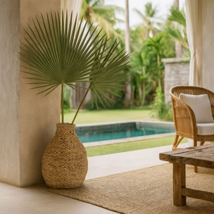 Jarre décorative en fibre d'abaca h55cm