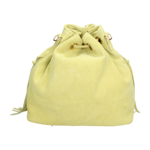 Borsa a secchiello da donna Made in Italy - Modello Umbria Plus - Pelle scamosciata - 25.0 x 22.0 x 13.0 cm