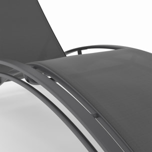 Transats inclinables Havana 4 positions gris - lot de 2