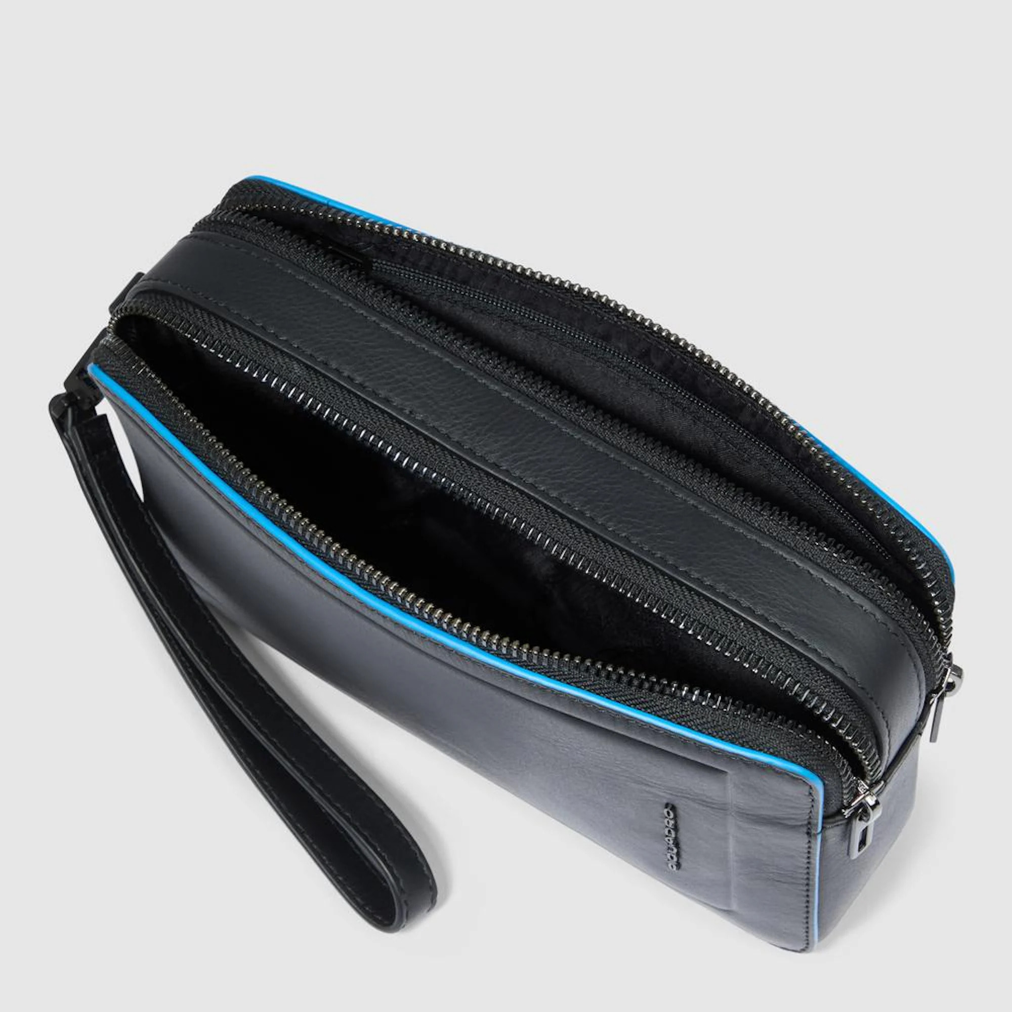 Piquadro Pochette in pelle a due scomparti con polsiera rimovibile