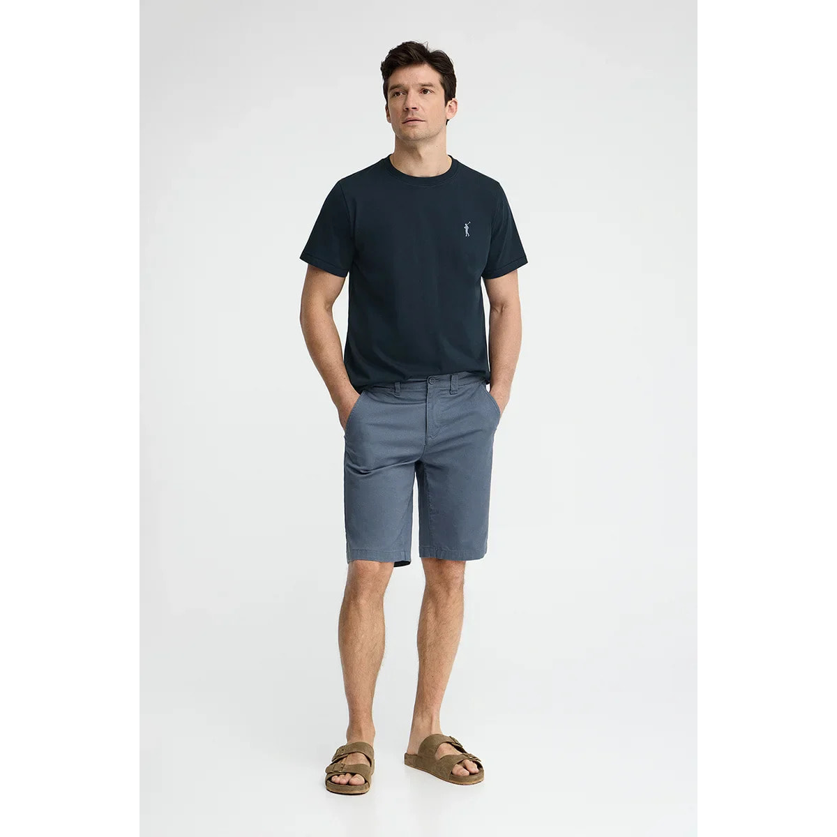 Maglietta blu marino a maniche corte con logo in gomma Rigby Go