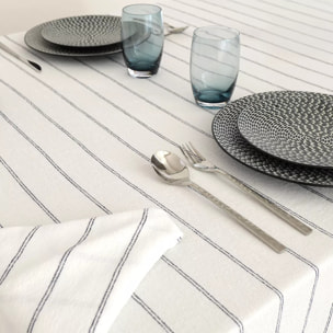 Nappe pur coton lavé motif jacquard blanc noir Rimini nero