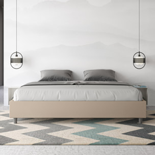 Cama con somier acolchada 180x200 cuero sintético gris paloma Azelia