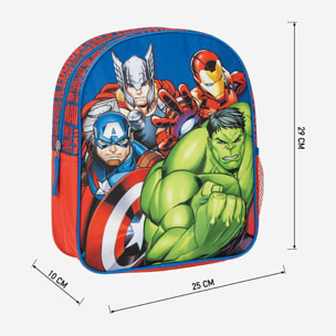 Mochila infantil de los vengadores - color azul - cierre de cremallera - 25x20x29 cm - mochila escolar - asas acolchadas