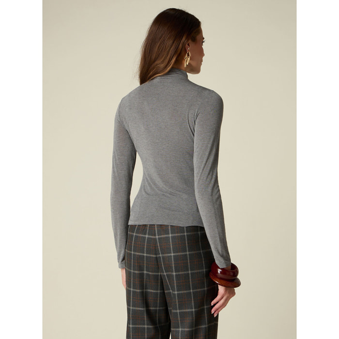 Oltre - T-shirt lupetto misto cashmere - Grigio