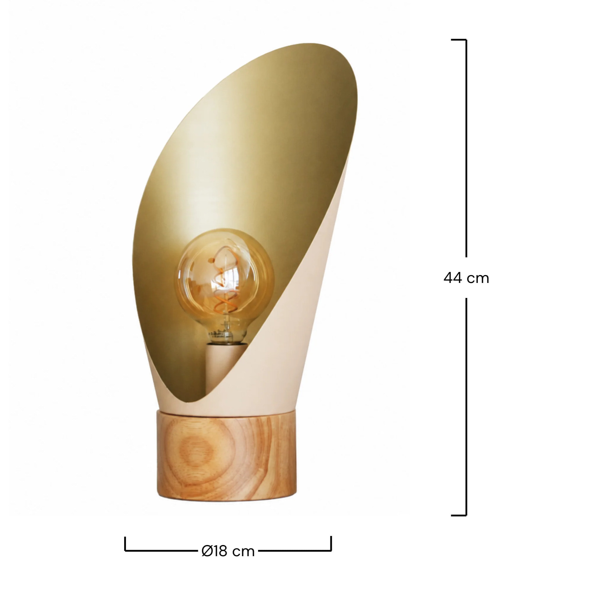 Lampe à poser en métal crème et bois H44 cm - Spoon