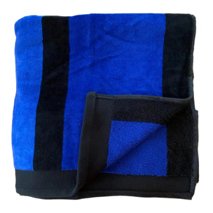 Serviette de plage XL éponge velours Jacquard - Happy Blue - 400g/m²