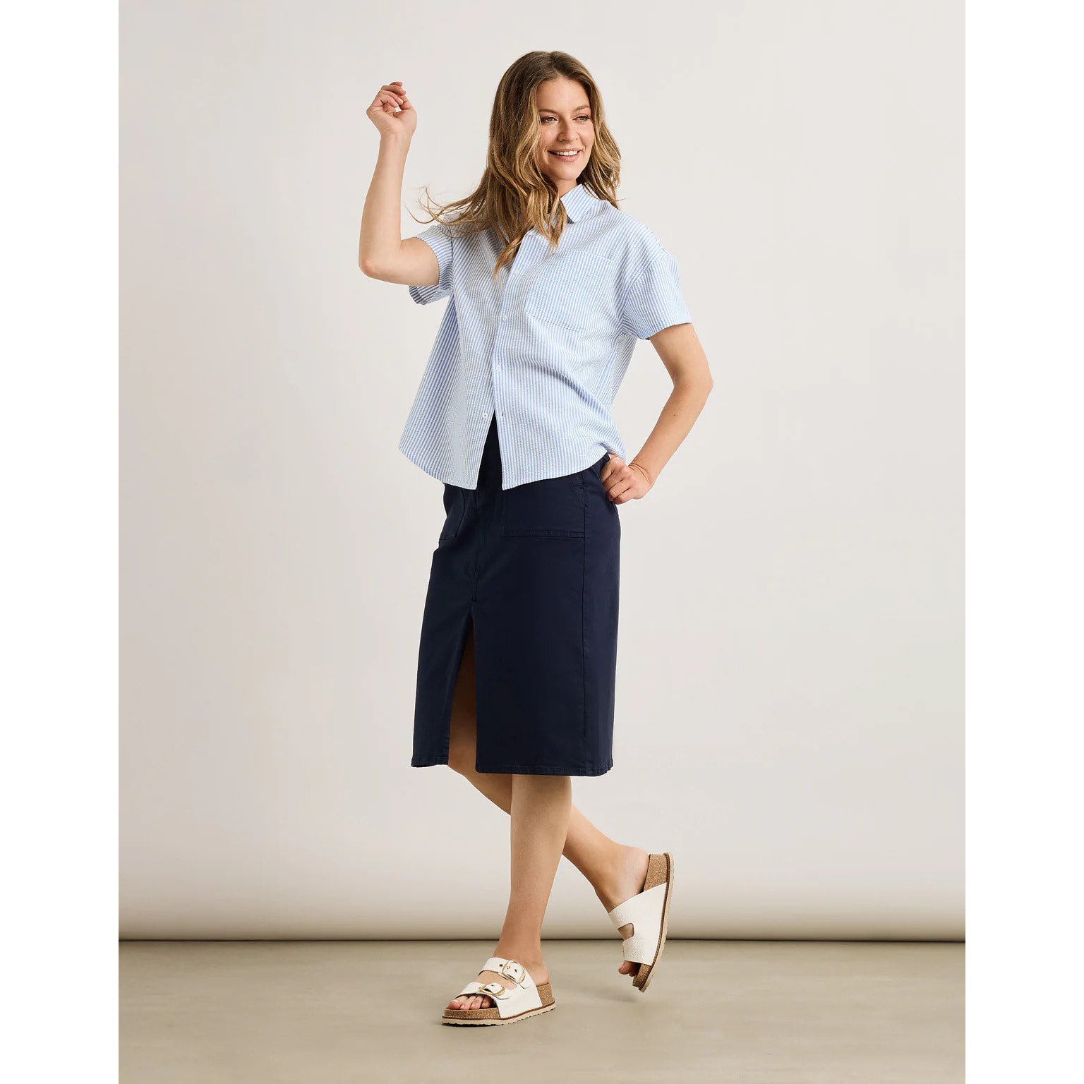 Camisa Manga Corta Rayas Azul - Suquisa