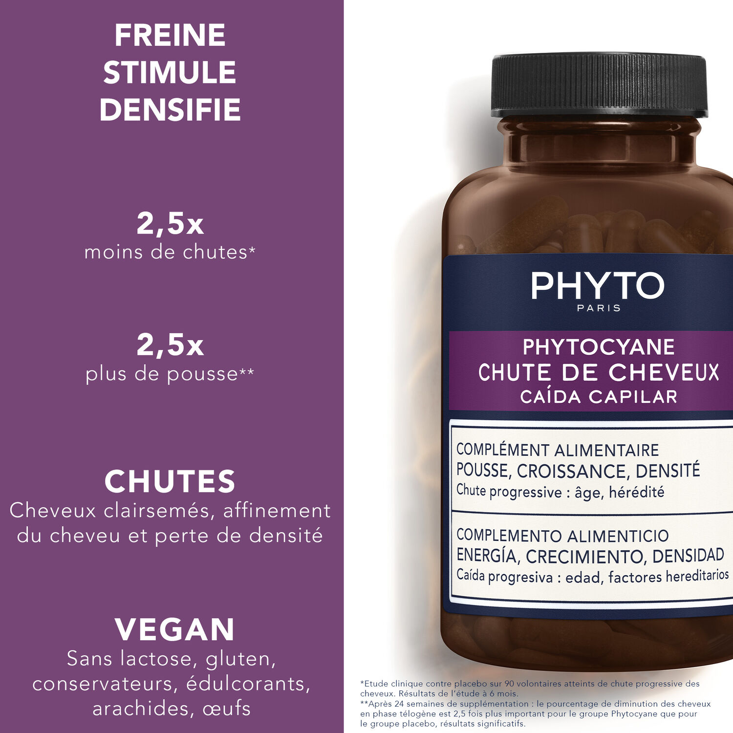 Phytocyane - Complément Alimentaire Chute de Cheveux - Pousse - Croissance - Densité - 3 mois