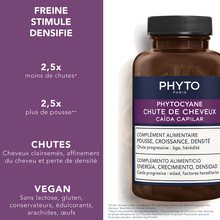 Phytocyane - Complément Alimentaire Chute de Cheveux - Pousse - Croissance - Densité - 3 mois