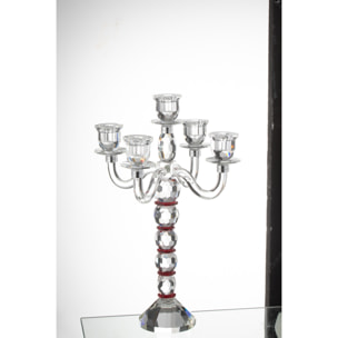 J-Line chandelier Annie 5 Branches - verre - rouge/transparent