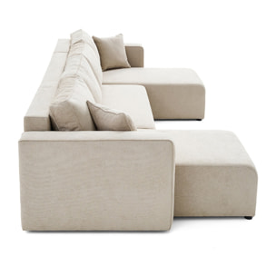 Topaze - canapé panoramique - 7 places - convertible avec coffre - en tissu - Beige