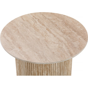 table d'appoint, bout de canapé, table de chevet en céramique "Eclat" - 50 x 50 cm - Marron