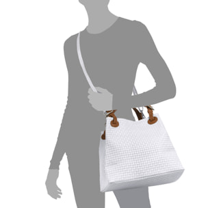 Emanuela Bolso tote Mujer.Piel auténtica Gamuza Grabado Geométrico