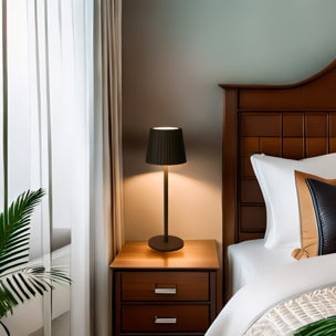 Well Home Lámpara de Mesa Taupe LED recargable con 24 luces blancas cálidas y 3 niveles de brillo Ø9x27,5cm